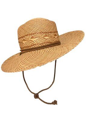 Panama Straw Sun Hat Wide Brim Boho Beach Resort Ecuador Woven Adjustable Chin S